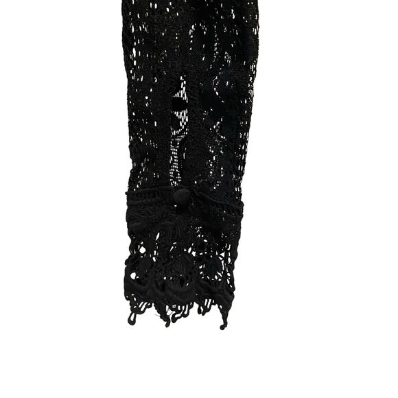 Forever 21 Black Lace Long Sleeve Top Small Sheer Whimsigoth Goth Vamp Witchy - Picture 4 of 6